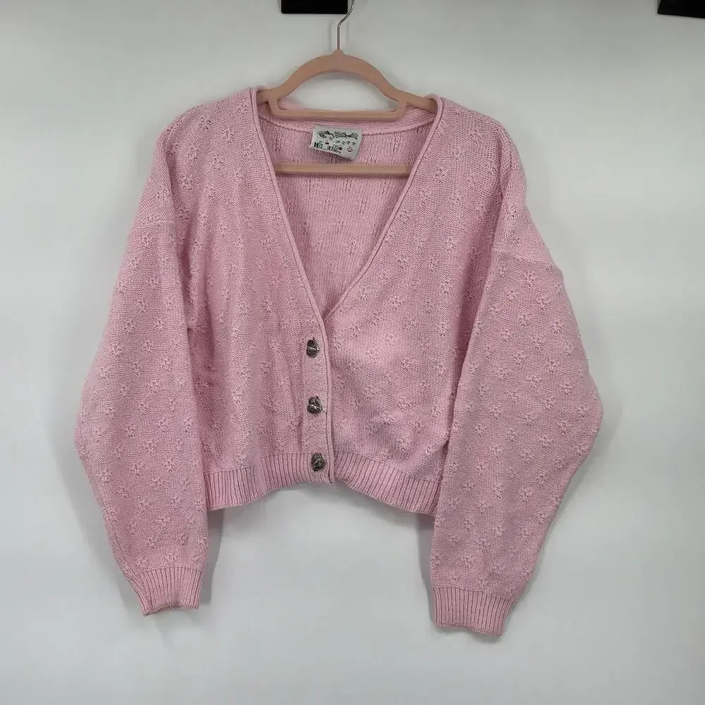 Helium Pink Cropped Knit Sweater Women's Size Small